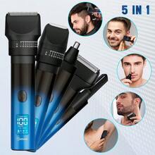 1pc USB Rechargeable 5-In-1 Multifunctional Hair Clipper, Men's Home Use Digital Grooming Kit, Fully Washable Electric Shaver - View 8