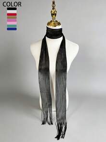 1件装时尚百搭女士闪光音乐节/派对/约会/Y2K/极简流苏围巾/腰带（可用作腰带、头带、多功能披肩） - 純黑 - 查看 4