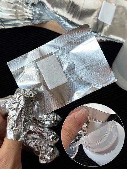 50pcs/100pcs Nail Polish Remover Foil Wraps With Cotton Pads, Nail Art Manicure Removal Tool Kit