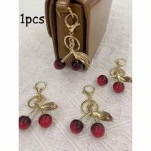 1pc Large Cherry Crystal Pendant, Keychain Pendant, Sparkling Cherry Pendant Keychain With Clip, Shiny Resin And Metal Accessories, Unisex Keychain, Wallet And Bag Charm - 彩色 - 查看 10
