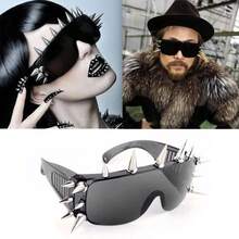 Gafas decorativas esféricas personalizadas y de moda con decoraciones de remaches, estilo motocicleta, montar en hierro, gafas de fuego fantasma, decoraciones para fiestas - 21 remaches de metal pesado tipo B - Ver 4