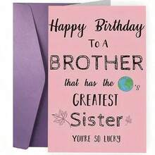 1 pieza Tarjeta de felicitación personalizada con sobre, Tarjeta de cumpleaños divertida de hermana a hermano, En blanco en el interior para personalizar, Mejor regalo - Multicolor - Ver 14