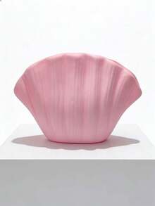1pc Shell Shaped White Vase Decor - Rounded Edges, Shatter-Resistant Round Vase, Suitable For Home, Office, Wedding, Party, Dining Table Centerpiece Decoration, Elegant Wave Shell Plastic Vase - A - View 14