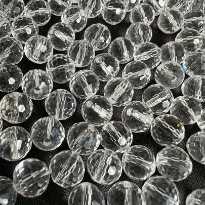Hạt pha lê nhân tạo màu trắng trong suốt 6/8/10mm, hạt tròn cắt 96 cạnh sáng bóng, dùng làm vòng tay DIY, phụ kiện, mặt dây chuyền móc khóa, phụ kiện quần áo, đá quý giả cắt kiểu Áo, chất liệu thủ công cao cấp nhẹ.