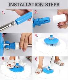Spin Mop Replacement Handle, 49-Inch 360 Degree Rotating Telescopic Spin Mop Pole Handle And Stainless Steel Mop Disc For Household Floor Cleaning Accessories (Blue) - ColorA - 查看 5