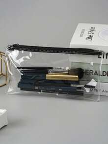 1pc/5pcs/10pcs Transparent Pencil Case/Cosmetic Bag, Suitable For School And Office Supplies, Made Of Clear Material For Easy Viewing - Multicolor - View 1
