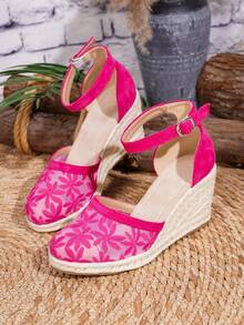 Women's Comfortable Slip-On Round Toe Platform Wedge Shoes, Spring/Summer - Hot Pink - View 8