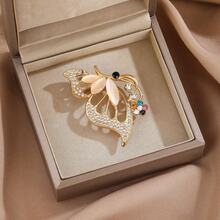 1pc Fashionable Rhinestone Butterfly Brooch, Luxury Vintage Unique Lapel Pin Decoration For Suit - Multicolor - View 8
