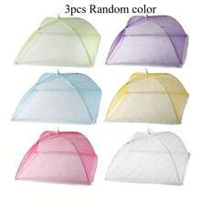 1pc/3pcs Outdoor Picnic Food Cover, Made Of Breathable Mesh In Multiple Colors, Anti-Mosquito And Dust, Foldable. These Large Pop-Up Kitchen Tools Are Washable, Reusable And Portable - Multicolor - View 6