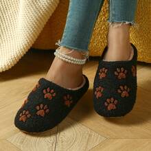 Dép lê nữ kiểu dáng thường ngày, họa tiết dấu chân, kiểu dáng slip-on. - màu đen - Xem 8