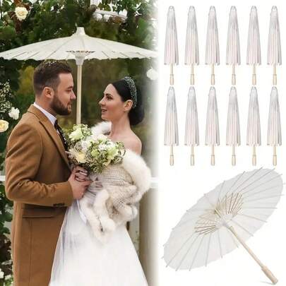 New Year Paper Umbrella Chinese Japanese Handmade Oil Paper Parasol DIY For Chinese Lunar New Year Wedding Bridal Party Photo Props