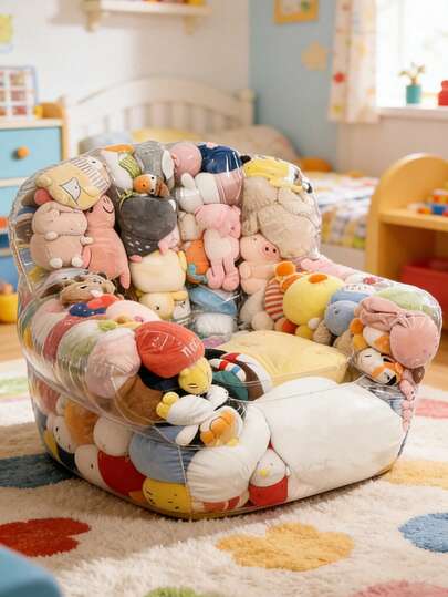 1 chiếc hộp đựng đồ chơi sofa trong suốt dung tích lớn, đa năng, bền, dễ vệ sinh, thích hợp đựng thú nhồi bông và đồ dùng gia đình, thiết kế khóa kéo đôi giúp cất giữ dễ dàng, phù hợp cho phòng trẻ em.