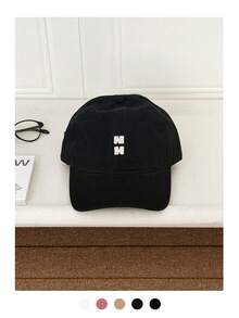 1pc Retro Letter Embroidery Soft Curved Brim Baseball Cap, Big Head Friendly - N H Letters - View 13