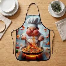 1件奶奶图案涤纶围裙，适合烹饪、烘焙和园艺，可用作厨房和餐厅服装。 - 彩色 - 查看 4