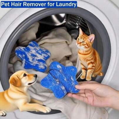 1-6pcs Reusable Pet Hair Remover, Star-Shaped Hair Cleaning Balls, Suitable For Laundry. Can Reduce Clothing Wrinkles And Shorten Drying Time. Washing Machine Filter Cleaner, Collects Fabric Fibers And Pet Hair, Captures Cat/Dog Fur, No Power Needed, For Washer And Dryer