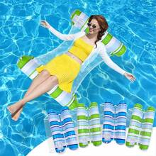 1 pieza Hamaca inflable de rayas degradadas de doble tubo, silla flotante plegable de PVC adecuada para playa de verano, fiesta en la piscina y recreación acuática - Hamaca de dos tubos - Ver 5