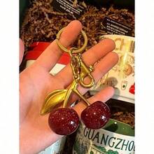 1pc Large Cherry Crystal Pendant, Keychain Pendant, Sparkling Cherry Pendant Keychain With Clip, Shiny Resin And Metal Accessories, Unisex Keychain, Wallet And Bag Charm - 彩色 - 查看 4