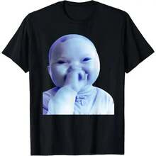 Funny T-Shirt With Smiling AI Baby Meme - 黑色 - 查看 10