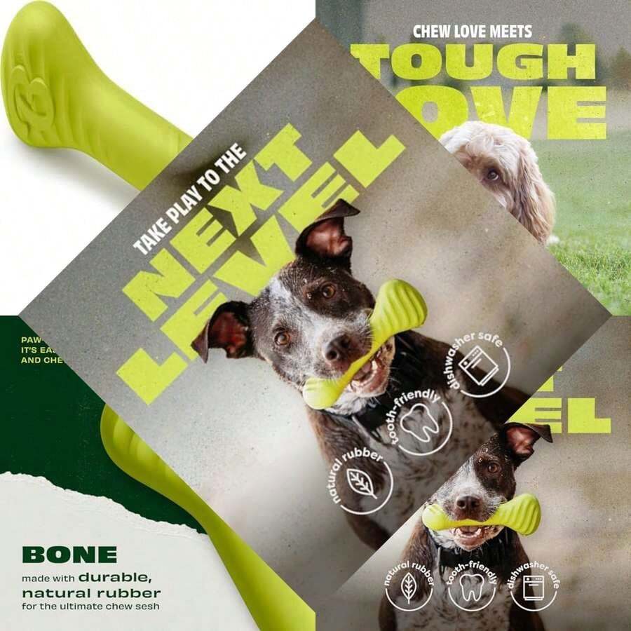 Benebone Natural Rubber Dog Bone Chew Toy, Natural Rubber - As Pic - View 1