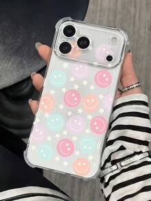 1个可爱星星笑脸透明防震气囊手机壳，兼容苹果7/8/X/XR/XS Max/11/12/13/14/15/16/17 Pro Max、三星Galaxy A14/A15/A16/A17/A04/A05/A06/A07/A54/A55/A56/A57/A34/A35/A36/A37/S26/S26+/S26 Ultra、12C/13C/14C/15C、荣耀400/400 Pro/400 Lite/300/300 Pro/200、C85 Pro/C75/C71/C63/C53 - 無色 - 查看 1