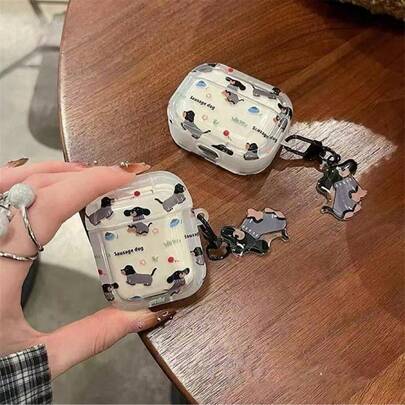 狗香肠造型苹果蓝牙耳机防摔保护套，兼容苹果蓝牙耳机盒，防刮防摔