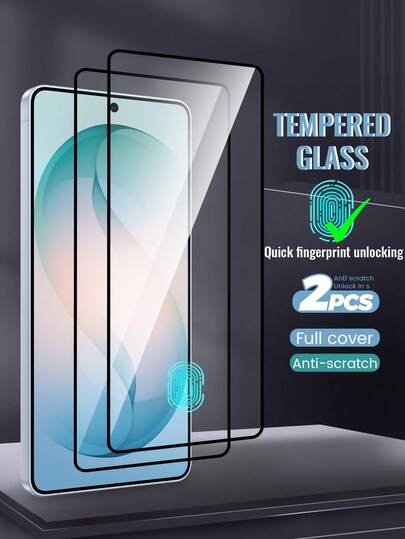 Protector de pantalla de vidrio templado de acero de aluminio de alta dureza 9H para Galaxy S24 Ultra/S25 Ultra/S25/S26 Ultra/S26/S23/S22/S21 Plus - Desbloqueo de huella digital, alta definición, antihuellas, antirayones, instalación sin burbujas, protección de pantalla completa, vidrio antihuellas | Pantalla de alta definición | Vidrio antirayones, protector de pantalla para smartphone