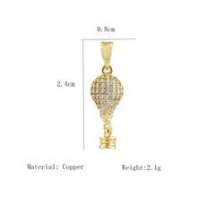 1件铜质微镶嵌锆石时尚简约优雅3D热气球吊坠，用途广泛，可用于DIY手链、项链、耳环、包包挂饰 - 彩色 - 查看 16