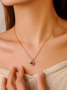 Dây chuyền chiếu ảnh tùy chỉnh, Dây chuyền chiếu hình trái tim có ảnh bên trong, Dây chuyền "Anh yêu em", Mặt dây chuyền hình trái tim bằng thép không gỉ có thể tùy chỉnh 100 ngôn ngữ - Quà tặng - Nhiều màu - Xem 2