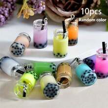 10pcs Colorful Glass Bottle Pendant Charms, DIY Jewelry Accessories, Earrings, Keychains - Multicolor - View 5