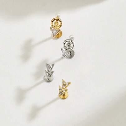 1 đôi bông tai đính ngọc trai hình mũi tên tinh tế, thời trang, phù hợp cho phụ nữ đeo hàng ngày.