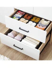 Scatola portaoggetti pieghevole in tessuto, organizer per armadio, divisore per cassetti per vestiti, biancheria intima, reggiseni, calze, essenziale per la decorazione della casa e il dormitorio, contenitore per la biancheria intima di grande capacità con scomparti, colore nero - Grigio Scuro - Visualizzare 8