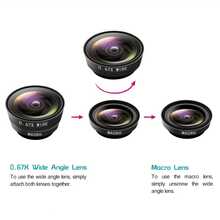1 pieza Lente de cámara 3 en 1 de ojo de pez, gran angular y macro compatible con teléfonos Apple/Redmi, lente de ojo de pez 3 en 1 con clip para teléfono - Lente ojo de pez gran angular para teléfono móvil - Ver 10