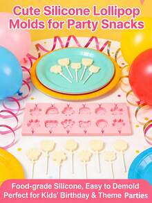 12-Cavity Pink Lollipop Mold, Silicone Gummy Bear, Paw, Flower Shaped Candy, Jelly, Pudding Mold, Easy Release Reusable Chocolate, Lollipop Baking Tool, Suitable For Valentine's Day Party, Home Decor, Housewarming Gift - View 7