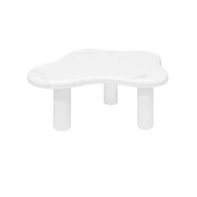 Cloud-Shaped Coffee Table With A Marble Look, Modern Living Room Table With Rounded Edges, Sturdy Solid Wood Legs, Easy-Care Surface, Ideal For The Living Room And Lounge. - White - View 6