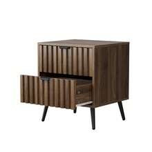 Modern Bedside Table With Recessed Design And Two Drawers, Suitable For Bedrooms, Hallways, Living Rooms And Children's Rooms, Walnut, 45 X 40 X 53 Cm, 1 Piece - Walnut Wood + Medium Density Fiberboard - View 11