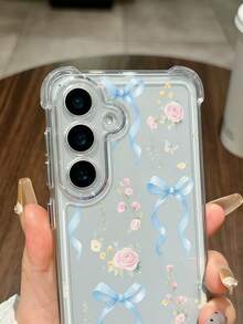 1个创意蓝色蝴蝶结玫瑰透明气囊防震手机壳，兼容三星A14/A15/A16/A17/A04/A05/A06/A07/A54/A55/A56/A57/A34/A35A/36/A37/S26/S26Plus/S26Ultra、12C/13C/14C/15C、荣耀400/400Pro/400Lite/300/300Pro/200、C85 Pro/C75/C71/C63/C53 - 無色 - 查看 4