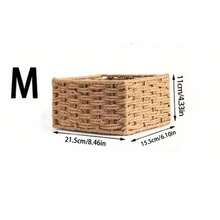 1 chiếc giỏ mây đan thủ công, hộp đựng đồ trang điểm kiểu cổ điển mộc mạc, chống thấm nước và bền chắc, thích hợp để đựng đồ dùng vệ sinh cá nhân trong phòng tắm, lọ gia vị nhà bếp, trang trí phòng khách, đựng đồ trong phòng ngủ, đựng đồ chơi, ngăn kéo bàn làm việc, trang trí nhà cửa, giỏ quà tặng. - Màu Khaki - Xem 8