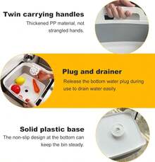 Collapsible Dish Basin & Sink Tub With Drain Plug – 2.4 Gal Baby Bottle Wash Basin, Bottle Washing Bin For RV, Camping, Kitchen |   Collapsible Water & Bottle Basin (Grey) - 灰色 1 - 查看 4