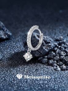 1件925纯银镶嵌莫桑石18K镀金椭圆形夹式耳环，适合女性日常佩戴、婚礼、派对、订婚礼物等场合。 - 銀色 - 查看 1