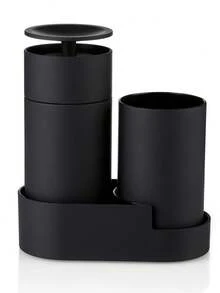 Soap Dispenser Set With Tray And Cup (Cup Holder), Suitable For Bathroom And Kitchen Organization - Black - View 1