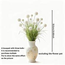 White Flower Artificial Grass Ball - Elegant Pure White Spherical Floral Bouquet, Suitable For Home Decor, Garden And Seasonal Arrangements - Fake Plastic Stems, Easy Maintenance, Indoor/Outdoor Use, Ideal - White - View 8