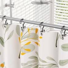 Black Shower Curtain Hooks Ring, 12 Pcs Double Sided Shower Hooks, Rust Proof Metal Shower Hooks For Bathroom, Anti-Drop Shower Rings For Shower Curtain & Liners - Black - View 7