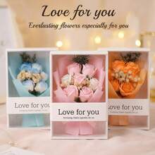 Bó hoa giả mini kèm hộp quà | Thích hợp làm quà tặng cho bạn gái, mẹ, phù dâu. - Nhiều màu - Xem 4