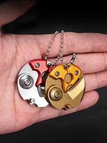 1pc Men's Outdoor Mini Folding Knife Keychain, Multi-Functional Portable Pocket Knife For Camping, Hunting, Backpack Decoration, Car Key Chain, DIY Accessory, Boyfriend Birthday Gift - Multicolor - View 4