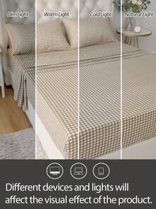 Bộ 4 món, 100% Polyester, Họa tiết kẻ caro tối giản, Ga trải giường có chun sâu 35cm, Bộ chăn ga gối in họa tiết (2 vỏ gối + 1 ga phủ + 1 ga chun), Bộ chăn ga gối hiện đại dùng được cả bốn mùa, Phong cách tối giản, Mềm mại & Thoải mái, Thoáng khí - Nhiều màu - Xem 7
