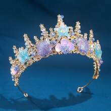 Women's Shiny Mermaid Starfish Hair Accessories - Diamond-Encrusted Princess Crown With Vibrant Seashell And Butterfly Patterns, Ideal For Celebrations And Special Occasions,Beach Clothing Outfits,Summer Accessories - Multicolor - View 2