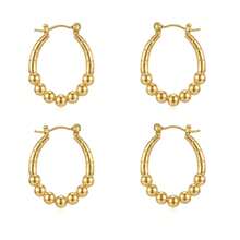 Elegant Bamboo Hoop Earrings, Versatile Jewelry, Gold Stainless Steel Metal, Minimalist Style Suitable For Women's Daily Wear, Office, Dinner, Party, Pool, Gala, Great Gift For Valentine's Day, Mother's Day - Gold - View 15