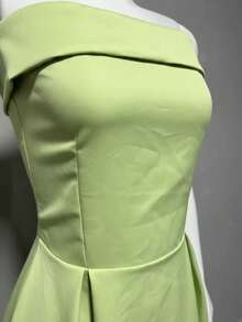 Women's Long Tailored Strapless Elegant Dress For Parties, Weddings, Graduations, Bridesmaids, And Events. - 薄荷綠 - 查看 3