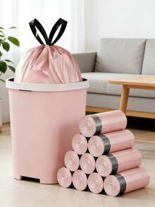 50pcs Small Trash Bags With Drawstring, 4 Gallon Thick Small Trash Can Liners, Odorless/Deodorizing, Multi-Purpose, Suitable For Kitchen, Bathroom, Bedroom, Home, Office Garbage Bin - Multicolor - View 1