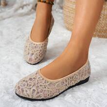 1 Pair Elegant Solid Color Comfortable Casual Flat Shoes, Suitable For Home, Commute, Party, Ballet, Holidays, Summer - Apricot - View 4